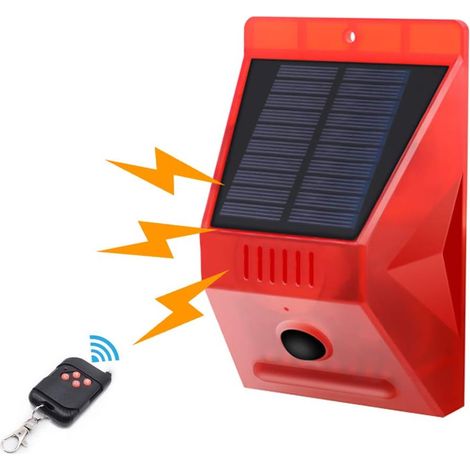 Solar-stroboskoplampe Mit Bewegungsmelder, Ip65 Wasserdichte Led-alarmlampe Mit Fernbedienung, 129 Db Laute, Wasserdichte Sicherheits-sirene Für Haus, Bauernhof Und Villa