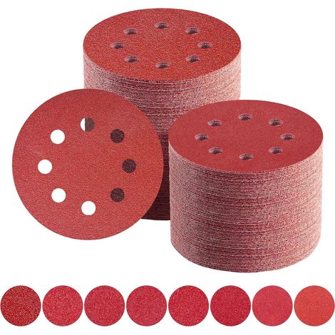 Schleifscheiben 125mm Korn-mix 40/60/80/100/120/150/180/240 Schleifpapier 80 Stück 8 Löcher Schleifscheibe Für Exzenterschleifer