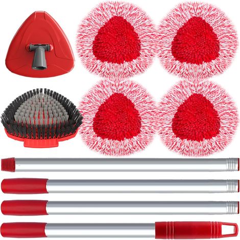 4 Stück Wischmop-köpfe Zum Auswringen Für Vileda Turbo, Mit Chenille-nachfüllpack, 1 Schrubbürste Mit Vollborsten-upgrade, 1 Stiel Und 1 Basis – Für Böden, Autos, Wohnmobile