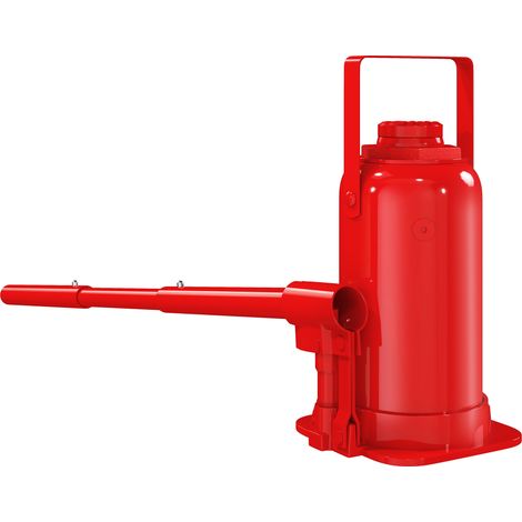 Hydraulischer Flaschenheber 12 T, Hydraulischer Flaschenheber Mit Hubbereich Von 19–37 Cm, Langem Griff Und Sattel, Rot