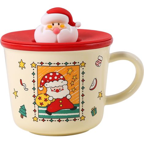 Weihnachtstasse Weihnachtsmann, Keramische Kaffeetasse Für Weihnachten, Weihnachtstassen-set, Herbst-kaffeetasse, Große Teetasse Aus Keramik Für Kaffee Und Heiße Schokolade (rot)