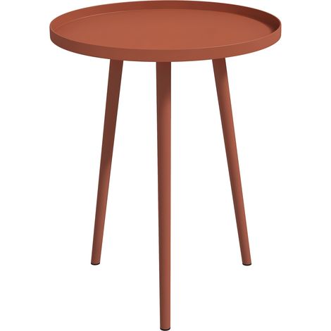 Runder Garten-couchtisch, Beistelltisch Für Draußen Mit Runder Stahlkante, Maße Ø40 X 50h Cm, Rot