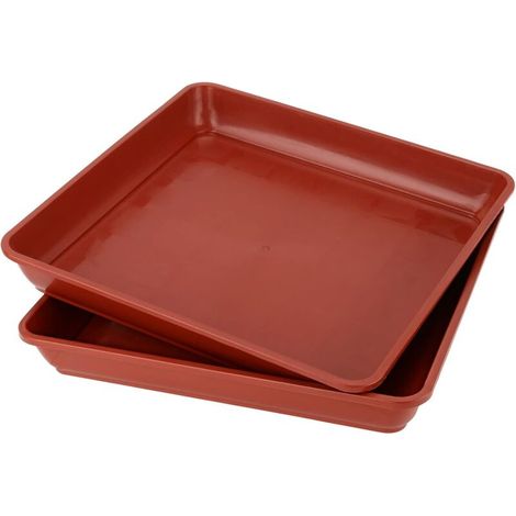 Roter Ziegelstein-kunststoff-pflanzkübel 35x35 Cm, Quadratischer Abtropfkübel, Blumentopf Für Innen- Und Außenbereich, 2 Stück
