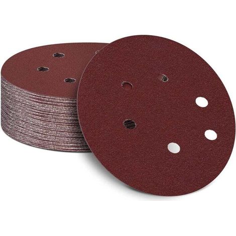 Satz Von 50 Schleifscheiben 150 Mm Korn 80 – 6 Löcher Klettverschluss Für Exzenterschleifer – Aluminiumoxid-papier Für Holz Und Metall