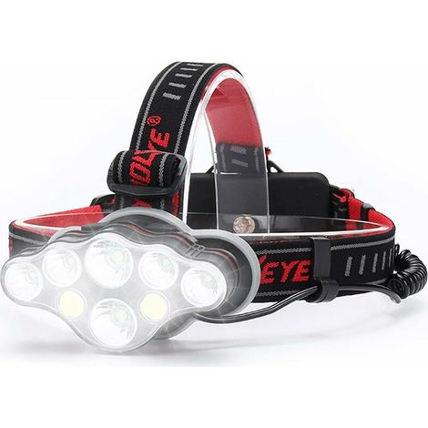 Wiederaufladbare, Leistungsstarke Stirnlampe, 18000 Lumen, 8 Modi Led-stirnlampe, Starke Stirnlampe, Freihändige Lampe Für Camping, Lauf-stirnlampe, Ipx5, Für Kinder Und Zum Lesen