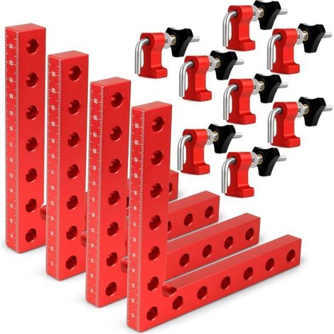 Rechtwinklige Zange 90 Grad, Aluminium-winkelspanner 14 X 14 Cm, Positionierwinkel, Rahmenklemme, Befestigungswerkzeug Für Holzarbeiten (rot, 4er-pack)