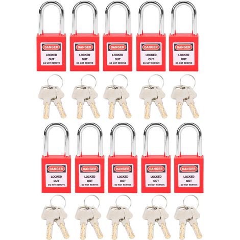 10er-pack Nylon-pa-verstärkte Vorhängeschlösser Mit Schlüssel – 38 Mm Schließbügel Für Chemie- Und Energiebranche – Beständig Von -57 Bis +177 °c