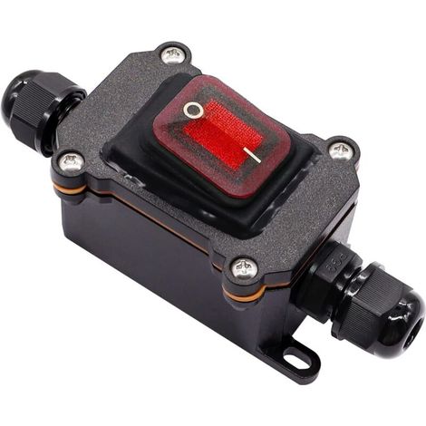 Ip67 Wasserdichter Kabelschalter, Ein-/ausschalter, Wasserdichter Kippschalter 220v Ac Dpst Mit 4 Anschlüssen Und Roter Led, Doppelter Ein- Und Ausgang H-k062-kcd4-201n-r-w-220v-ls