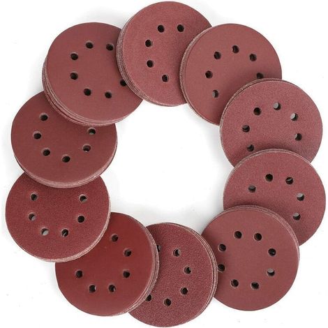 Schleifpapierscheiben, 150 Stück, 125 Mm, 8 Löcher, Körnung 60, Zum Polieren, Entrosten Und Finishing