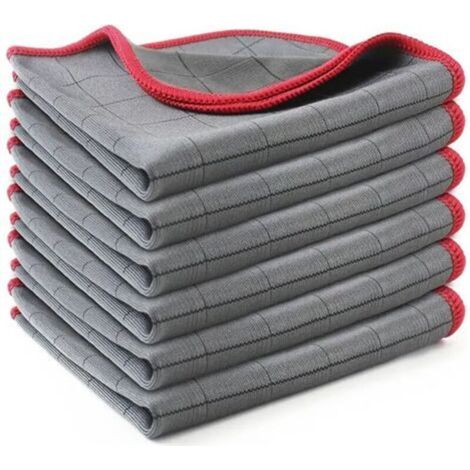 Chiffon Magique Mikrofaser Carbon, 6x Streifenfreies Poliertuch, Glasreiniger-tuch Für Fenster, Brillen, Geschirr, Küche, Haushalt Und Auto, Wiederverwendbares Und Waschbares Reinigungstuch, Rot