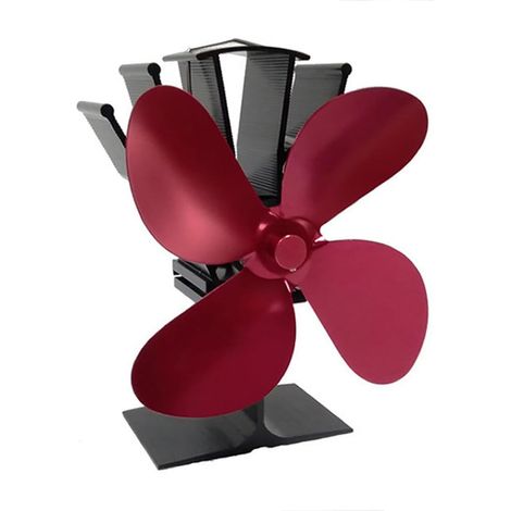 4-flügeliger Holzofen-ventilator Hot Blast, Kraftstoffsparend, Umweltfreundliche Heizung (rot)