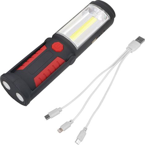 Wiederaufladbare Led-taschenlampe, Freihändig, 3w, Cob-led-arbeitsleuchte, 2-in-1-taschenlampe Für Camping/wandern/auto/garage/werkstatt, Zwei Beleuchtungsmodi, Rot