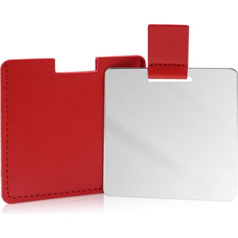 Unzerbrechlicher Kompaktspiegel Aus Edelstahl, Handtaschenspiegel, Unzerbrechlicher Reisespiegel Mit Pu-lederetui, Make-up-geschenk (rot)