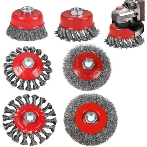 6 Stück 75 Mm 100 Mm 125 Mm Metallbürste Für Winkelschleifer, Winkelschleifer-bürste M14, Metall-reinigungsbürste Für Bohrmaschine, Schleifscheiben-bürste Kegelform Zum Entrosten Und Polieren