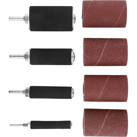 Set Aus 20 Trommelschleifern Mit Etui, Einschließlich 4 Gummischleiftrommeln Und 16 Schleifbandhülsen Für Die Ständerbohrmaschine