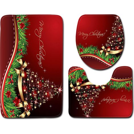 3-teiliges Set Rutschfester Badematten Mit Weihnachtsmann-motiv – Super Wasseraufnahme – Weiche Badematte Für Badezimmer, Schlafzimmer, Küche, Toilette Und Badewanne