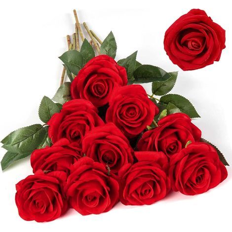12 Stück Künstliche Rosen, 51 Cm Dekorative Kunstrosen, Ewige Rosen, Realistische Trockenblumen-dekoration, Auto- Und Hochzeitsdekoration, Für Hochzeit, Zuhause, Brautsträuße (rot)