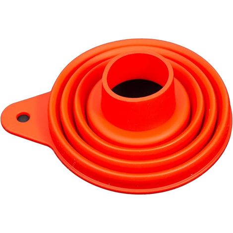 Zusammenklappbarer Silikon-küchentrichter, Spritzwassergeschützt, Mit Halterung, Rot