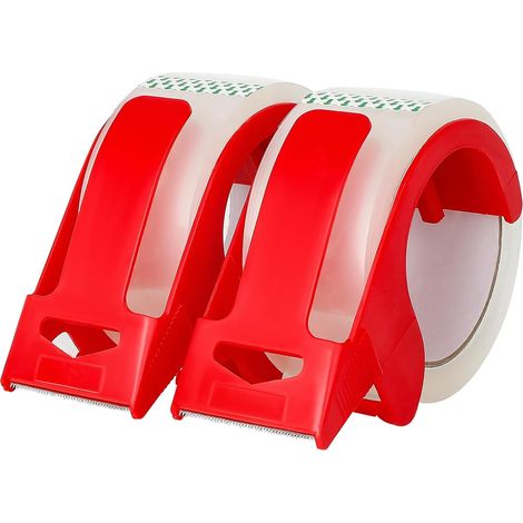 Transparentes Verpackungsklebeband, Roter Spender, 1,88 Zoll X 55 Yards, 2 Stück, Für Umzugskartons, Starkes Klebeband.