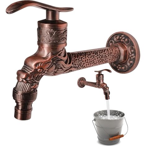 Vintage Wandarmatur: Vintage Wasserhahn, Vintage Wandarmatur, Antiker Rotguss-wasserhahn Mit Langem Hebel Für Das Badezimmer