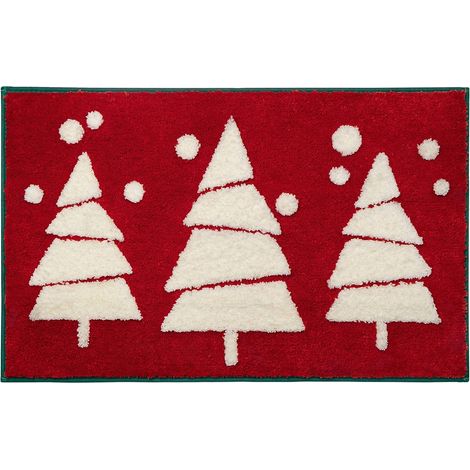 Roter Dekorativer Weihnachts-badteppich, Niedriger Badteppich, Rutschfest Und Lustig, Aus Plüsch, Saugfähig Und Waschbar, 40 X 60 Cm