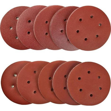 100 Stück 150mm Schleifscheiben, Sandscheiben, Schleifpapier Mit Körnung 40/80/120/180/320/600/800/1000/1500/2000, Ideal Zum Schleifen/polieren/entrosten Für Exzenterschleifer Mit 6 Löchern