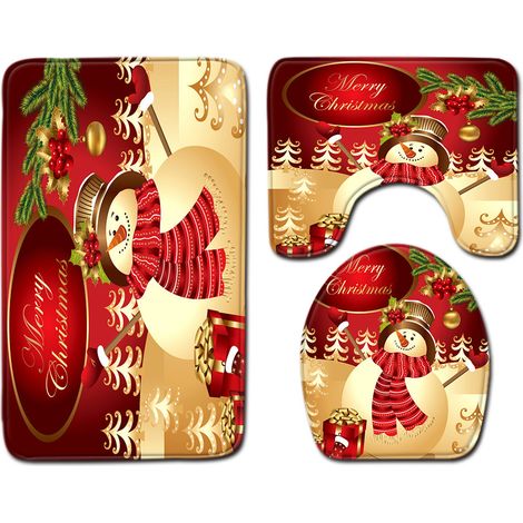 3-teiliges Badezimmer-teppichset, Rutschfeste Badematten Mit Weihnachtsmann-motiv, Weiche Und Hochabsorbierende Badteppiche Für Badezimmer, Schlafzimmer, Küche, Toilette Und Badewanne (5)