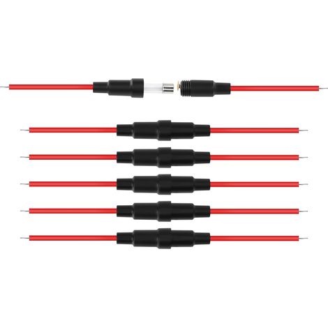 5x20 Mm Inline-schraubensicherungshalter Mit 22 Awg-kabel Für Schnelle Glassicherungen (6er-pack)