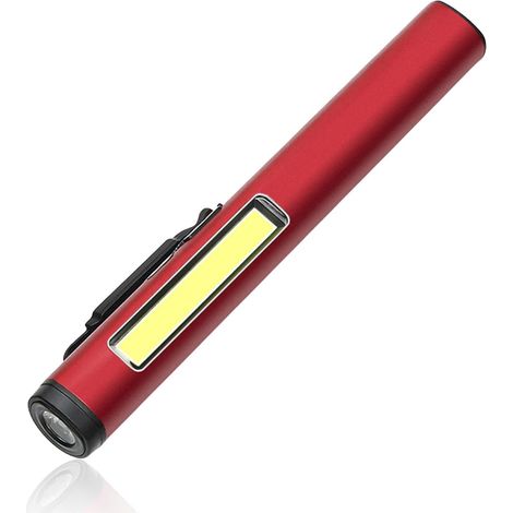 Kleine Taschenlampe, Led-taschenlampe, Penlight, Tragbar, Mit Magnetbasis Und Taschenclip, Wasserdicht, Usb-aufladbar, Für Camping, Wandern, Notfall, Inspektion Und Reparatur - Rot
