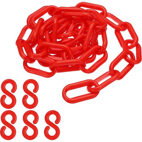 Kunststoff-kettenglieder, Rot, 100 Cm, 6 Mm, Für Absperrungen, Parkplätze, Zäune, Tore Und Dekoration