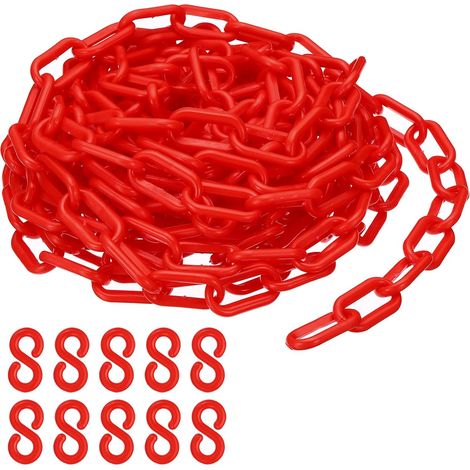Rote Kunststoff-kettenglieder, 700 Cm, 6 Mm, Für Absperrungen, Parkplätze, Zäune, Tore Und Dekoration