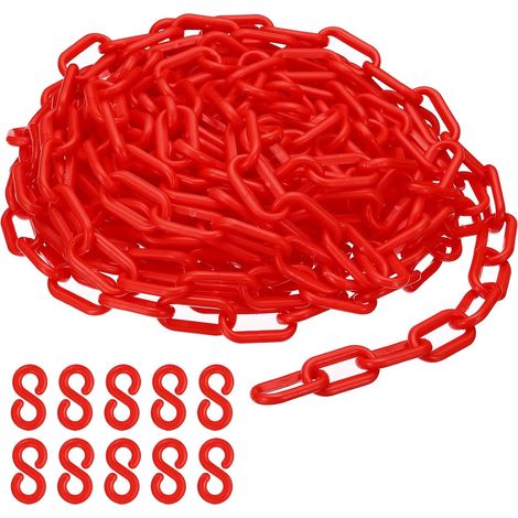 Rote Kunststoffketten, 10 M, 6 Mm, Für Absperrungen, Parkplätze, Zäune, Tore Und Dekoration