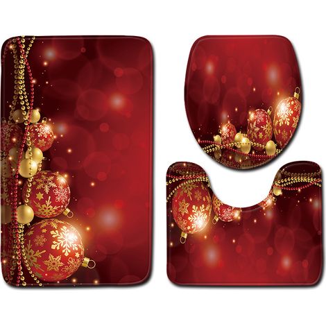 3-teiliges Badezimmer-teppichset, Rutschfeste Badematten Mit Weihnachtsmann-motiv, Weiche, Hochabsorbierende Badteppiche Für Badezimmer, Schlafzimmer, Küche, Toilette Und Badewanne (8)