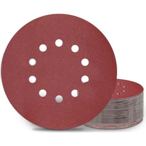 Schleifscheiben 225 Mm, 25 Runde Schleifpads P180 Korn 10 Löcher, Für Langhalsschleifer, Trockenbauschleifer Und Giraffenschleifer