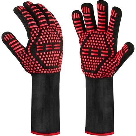 Hitzebeständige Grillhandschuhe, Ofenhandschuhe, Feuerfeste Handschuhe, Kochhandschuhe – Bbq-küchenhandschuhe Zum Backen Im Ofen, Rot
