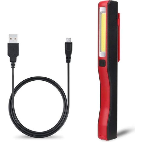 Led-inspektions-taschenlampe – Wiederaufladbare Led-arbeitsleuchte, Superhelle Cob-led-taschenlampe Mit Magnetclip Für Zuhause, Werkstatt, Auto, Camping