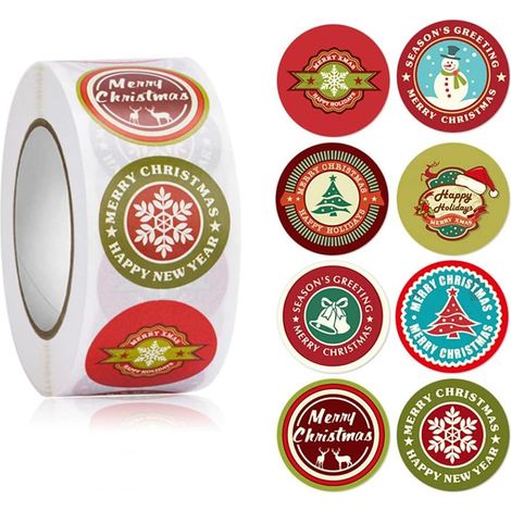 1 Rolle, 500 Weihnachts-aufkleber-etiketten, 2,5 Cm Runde Weihnachtsgeschenk-aufkleber, 8 Designs, Rund, Für Basteln, Scrapbooking Und Umschlagdekoration