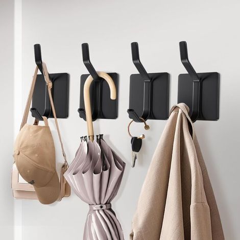 4 Stück Wandgarderobe Ohne Bohren, Handtuchhalter Für Badezimmer, Kleiderhaken Für Bad, Selbstklebende Wandhaken