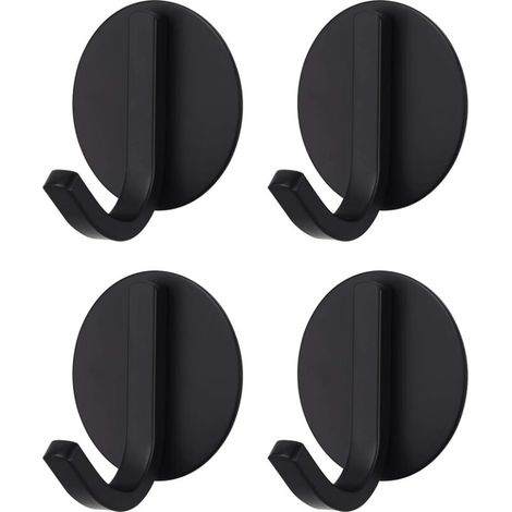 Starker Selbstklebender Haken Aus Edelstahl, Schwarz (4 Stück) Kleiderhaken, Handtuchhalter