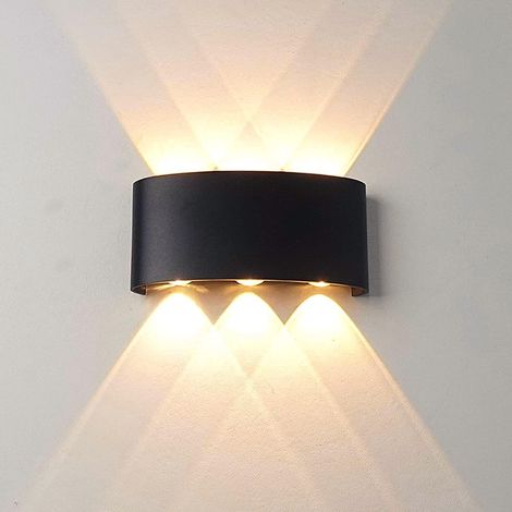 Moderne Led-wandleuchte Für Innenräume, Warmweiß, 6 W, Schwarzes Gehäuse, Ip65 Wasserdicht, Aluminium-außenwandleuchte