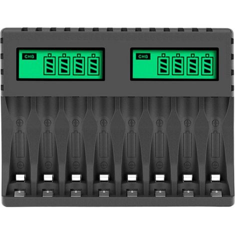 Intelligentes 8-platz-ladegerät Mit Lcd-bildschirm – Für Wiederaufladbare Aa/aaa Nicd/nimh-akkus – Präzise Ladekontrolle