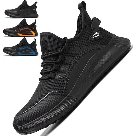 Herren- Und Damen-sicherheitsschuhe Mit Stahlkappe, Bequeme, Leichte Sicherheitstrainingschuhe, Stoß- Und Durchtrittsichere Arbeitsschuhe, Schwarz-41