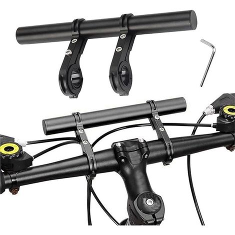 Fahrradlenkerverlängerung – Multifunktionale Doppel-lenkerverlängerung, 20 Cm – Halterung Aus Aluminiumlegierung – Erweiterungsrahmen – Taschenlampenhalter – Fahrrad-tachohalter – Schwarz