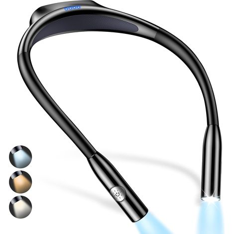 Wiederaufladbare Hals-leselampe, Leselampe Für Das Bett - Stufenlose Dimmung & 3 Farben Augenschutz Mit Speicherfunktion, 80+ Stunden Akkulaufzeit, Ergonomischer Hals & Flexibler Arm