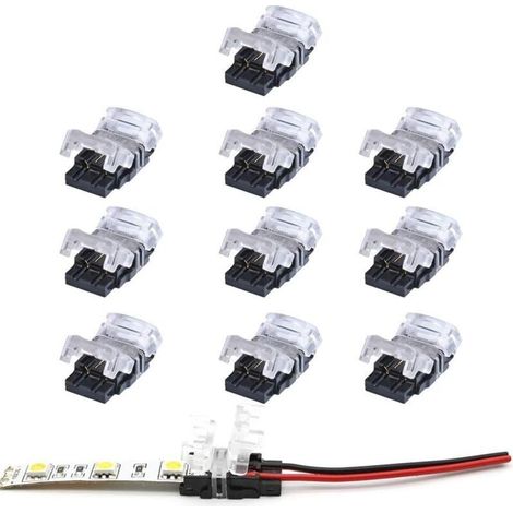 Led-streifenverbinder, 2-polig, 10er-pack Led-strip-verbinder Mit 2 Pins Für Einfarbige Smd 5050/3528 Led-streifen, Wasserdicht Und Nicht Wasserdicht, 10 Mm