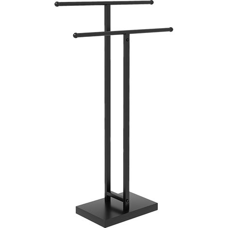 Freistehender Handtuchständer Aus Metall, 2 Ebenen, Für Das Badezimmer, Maße: 50l X 18,5t X 85h Cm, Schwarz