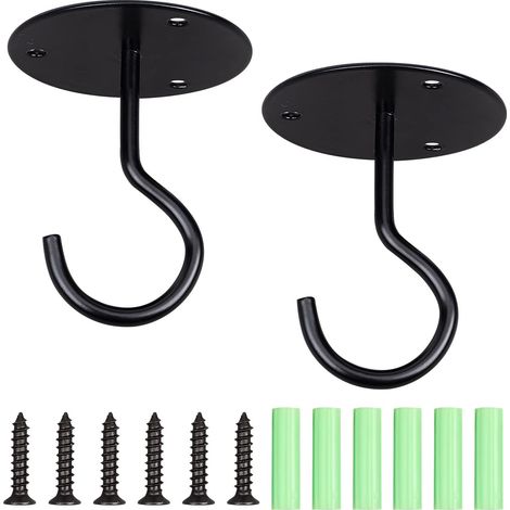 2 Sets Deckenhaken Für Moskitonetze, Klebehaken Zum Aufhängen Für Etagenbett Und Himmelbetthaken, Mit Schrauben Und Dübeln Aus Legierung, Schwarz