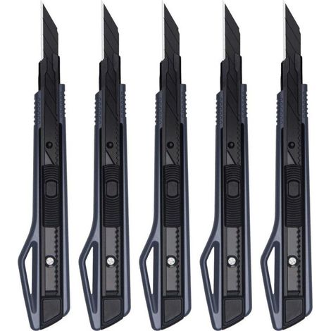 5-teiliges Set 9-mm-cutter – Einziehbares Universalmesser – Grafikmesser – Für Tapeten, Papier, Augenbrauenstift, Basteln