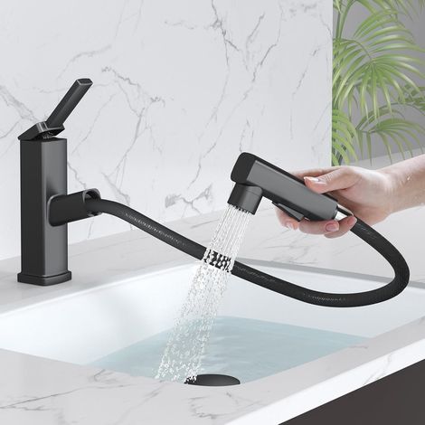 Ausziehbarer Badezimmer-wasserhahn, Einlochiges Waschbecken Mit 3 Sprühmodi Und Einhandgriff, Badezimmer-waschbeckenhahn Mit Abnehmbarem Sprühkopf, Waschtisch-wasserhahn Mit Modi
