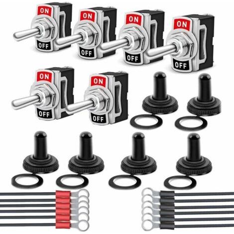 6 Stück Wasserdichte Kippschalter, Auto-hebelschalter, Ac 250v 6a Ein-aus Schalter Mit 2 Positionen Und 2 Pins, Vormontiert Mit Kabel, Metall-hebelschalter Für Boot, Auto, Lkw